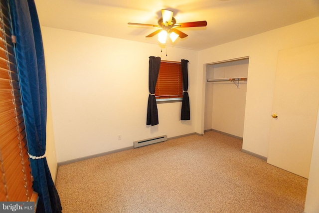 503 Deer Run Rd, Lititz, PA 17543 - unfurnished bedroom featuring a baseboard radiator, carpet, a closet, and ceiling fan