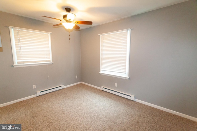 503 Deer Run Rd, Lititz, PA 17543 - carpeted spare room with baseboard heating, a ceiling fan, and baseboards