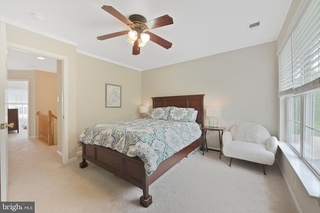 35871 Devon Park Sq, Round Hill, VA 20141 - bedroom with light colored carpet, multiple windows, crown molding, and baseboards