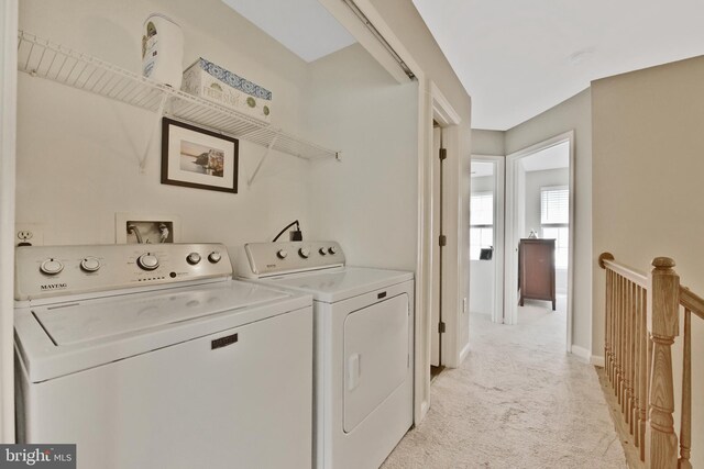 35871 Devon Park Sq, Round Hill, VA 20141 - washroom featuring light colored carpet, washing machine and dryer, and baseboards