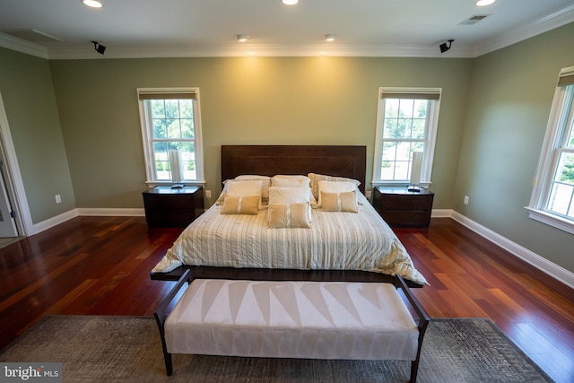 5280 Ten Oaks Rd, Clarksville, MD 21029 - bedroom with wood finished floors, recessed lighting, and crown molding