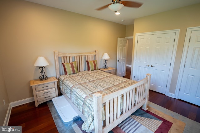 5280 Ten Oaks Rd, Clarksville, MD 21029 - bedroom with wood finished floors and ceiling fan