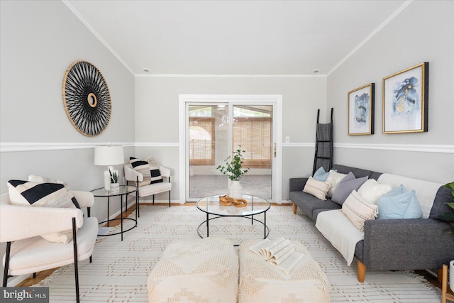 15 Charleswood Ct, Baltimore, MD 21207 - living room with crown molding, wood finished floors, and baseboards