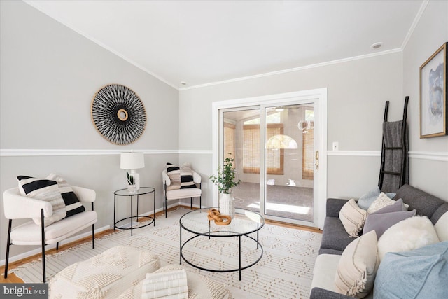 15 Charleswood Ct, Baltimore, MD 21207 - living room featuring wood finished floors, crown molding, and baseboards