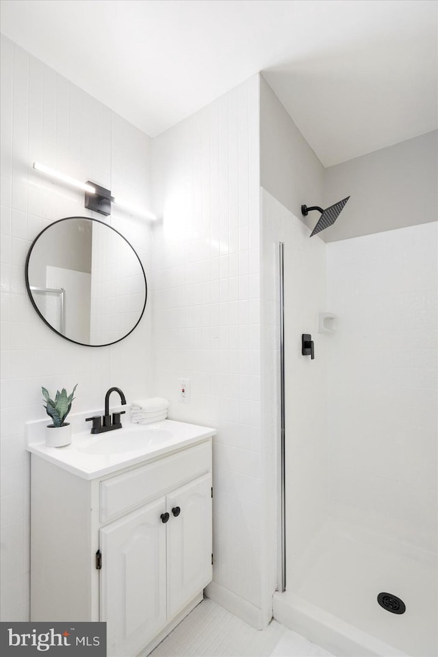 15 Charleswood Ct, Baltimore, MD 21207 - full bath featuring vanity, a walk in shower, and tile walls