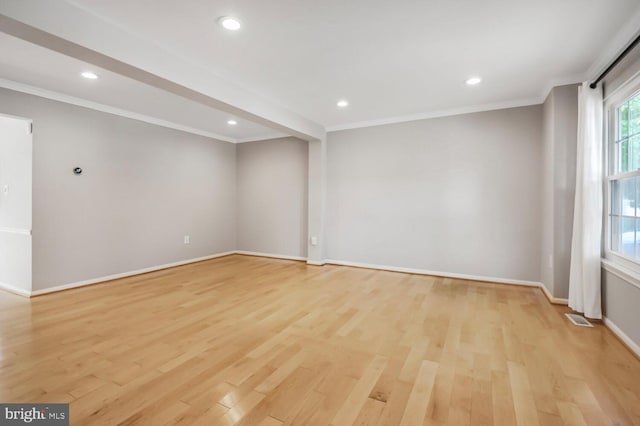 308 Curry Ford Ln, Gaithersburg, MD 20878 - spare room featuring crown molding, light wood finished floors, and recessed lighting