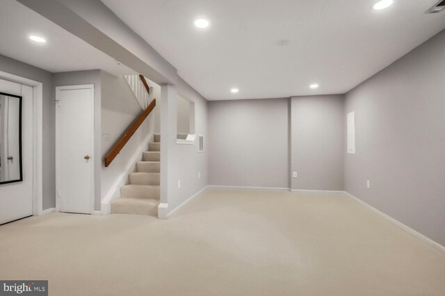 308 Curry Ford Ln, Gaithersburg, MD 20878 - finished basement with recessed lighting, carpet floors, and stairs