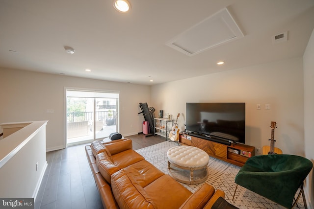 301 Star Tavern Ln, West Chester, PA 19382 - living area featuring attic access, recessed lighting, wood finished floors, and baseboards