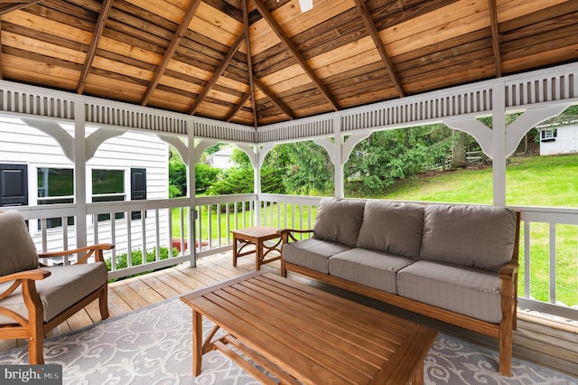2006 Par Dr, Doylestown, PA 18901 - wooden deck featuring outdoor lounge area, a gazebo, and a yard