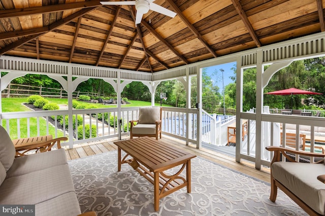 2006 Par Dr, Doylestown, PA 18901 - sunroom featuring ceiling fan and lofted ceiling