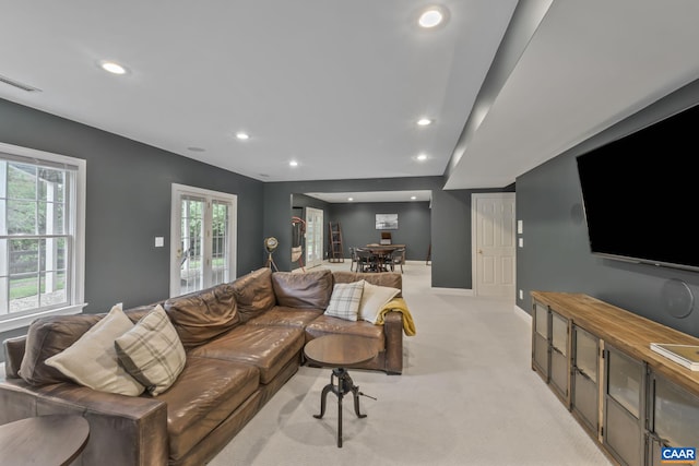 2402 Pendower Ln, Keswick, VA 22947 - living area with recessed lighting, light carpet, and baseboards