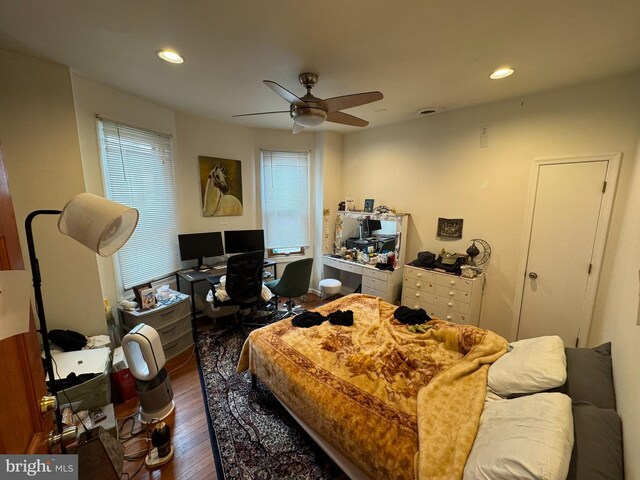4635 Sansom St, Philadelphia, PA 19139 - bedroom featuring dark wood finished floors, recessed lighting, and ceiling fan