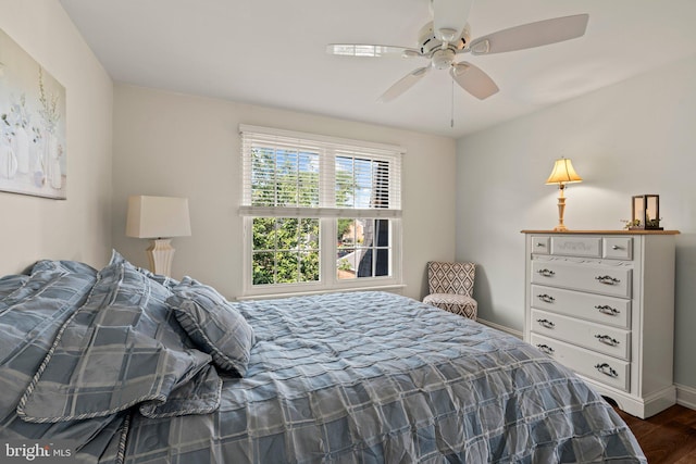 1019 Harbour, Palmyra, NJ 08065 - bedroom featuring dark wood-style floors, baseboards, and ceiling fan