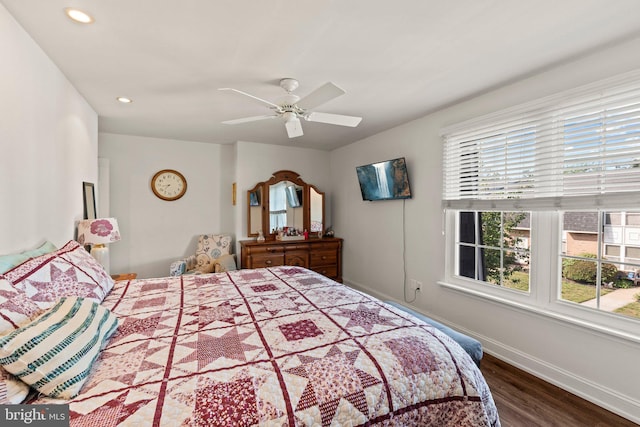 1019 Harbour, Palmyra, NJ 08065 - bedroom with wood finished floors, baseboards, recessed lighting, and a ceiling fan