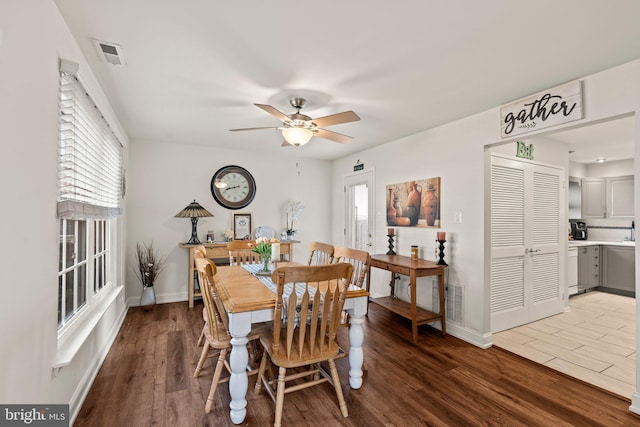 1019 Harbour, Palmyra, NJ 08065 - dining area with wood finished floors, ceiling fan, and baseboards