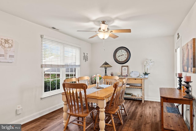 1019 Harbour, Palmyra, NJ 08065 - dining room with ceiling fan, wood finished floors, and baseboards