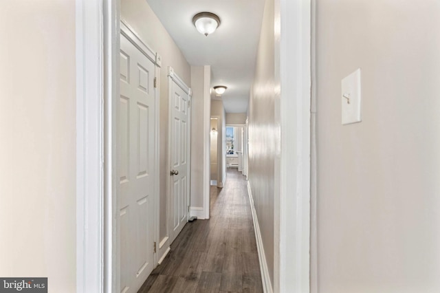 100 Chester Pike, Darby, PA 19023 - hallway with baseboards and dark wood-type flooring