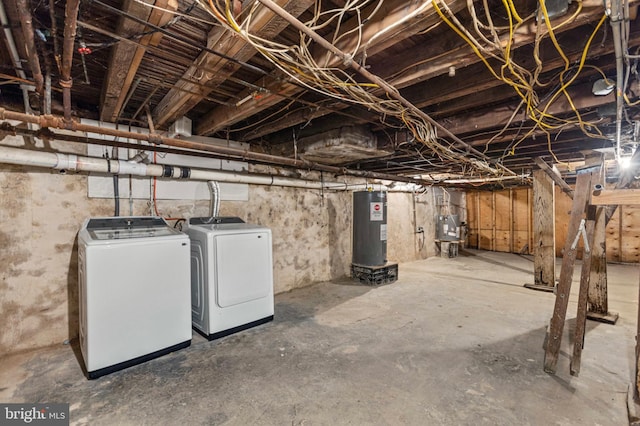 100 Chester Pike, Darby, PA 19023 - unfinished below grade area featuring washing machine and clothes dryer, water heater, and electric water heater