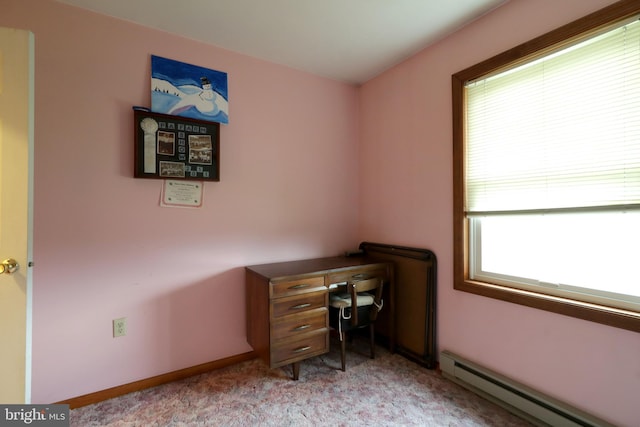 503 N Rachels Way, Aaronsburg, PA 16820 - home office with a baseboard radiator and light carpet