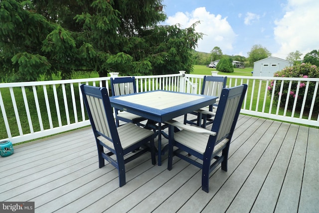 503 N Rachels Way, Aaronsburg, PA 16820 - wooden deck with outdoor dining area and a lawn