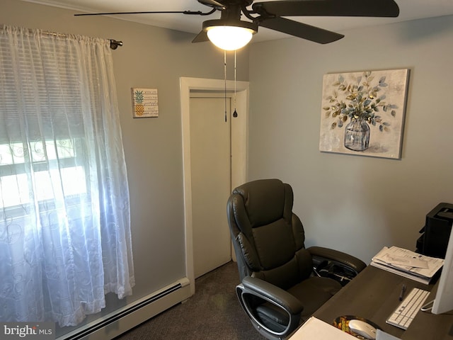 117 W Waverly St S, Browns Mills, NJ 8015 - office area with ceiling fan and baseboard heating