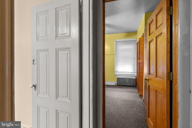 2531 N Lawrence St, Philadelphia, PA 19133 - hallway with radiator, carpet flooring, and baseboards