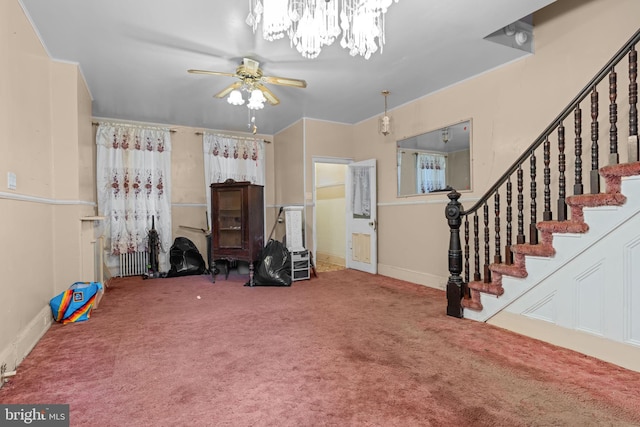 2531 N Lawrence St, Philadelphia, PA 19133 - interior space featuring carpet flooring, ceiling fan, stairway, and baseboards
