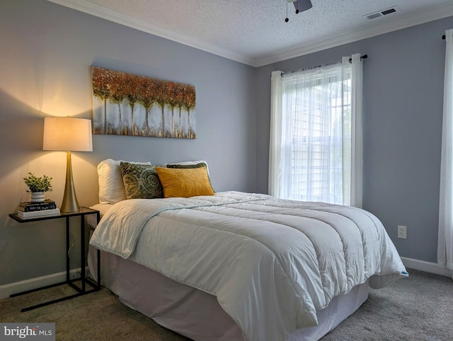407 Talon Ct, Lawrence, NJ 08648 - bedroom with carpet floors, ornamental molding, a textured ceiling, and baseboards