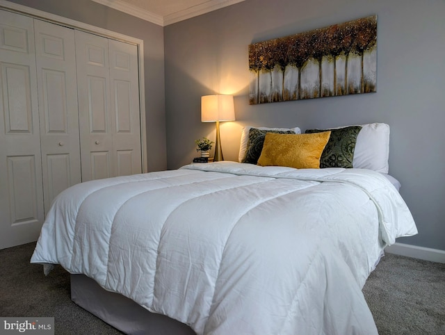 407 Talon Ct, Lawrence, NJ 08648 - bedroom with carpet, crown molding, and a closet