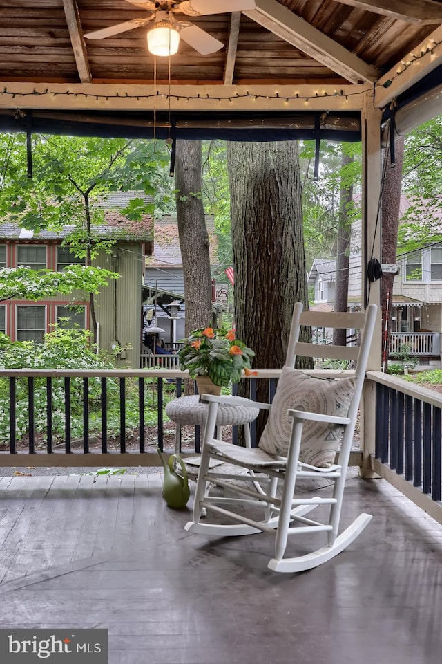 302 6th St, Mount Gretna, PA 17064 - wooden terrace featuring ceiling fan