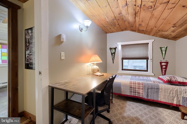 302 6th St, Mount Gretna, PA 17064 - office area featuring vaulted ceiling, wood ceiling, and a baseboard radiator