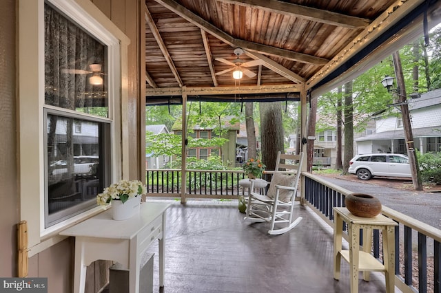 302 6th St, Mount Gretna, PA 17064 - sunroom / solarium featuring ceiling fan