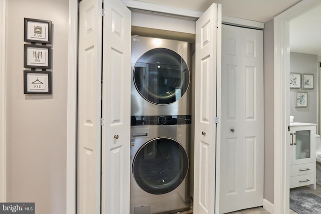 7621 Tremayne Pl Unit 205, Mclean, VA 22102 - washroom with stacked washer / drying machine