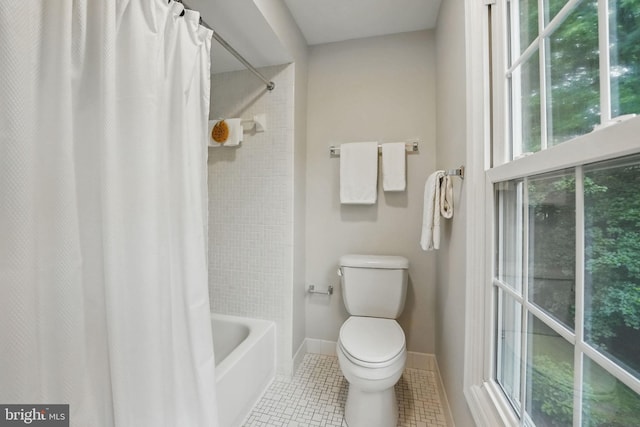 2624 Black Fir Ct, Reston, VA 20191 - full bathroom with toilet, tile patterned floors, shower / tub combo, and baseboards