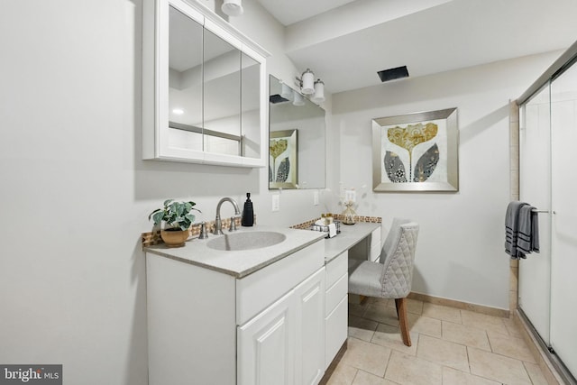 2624 Black Fir Ct, Reston, VA 20191 - full bath with vanity, a shower stall, tile patterned flooring, and baseboards