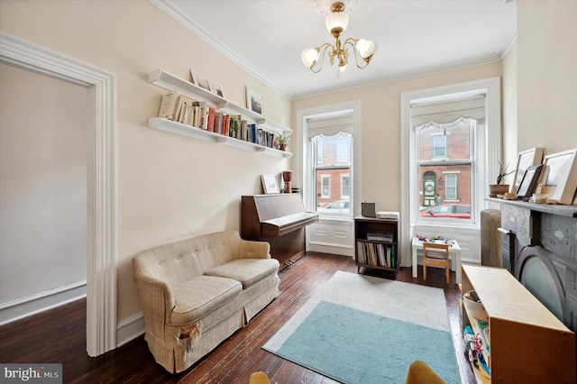2347 E Norris St, Philadelphia, PA 19125 - sitting room with a chandelier, hardwood / wood-style flooring, and ornamental molding