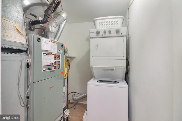 6 Carob Ct, Lumberton, NJ 08048 - laundry room featuring stacked washing machine and dryer and tile patterned floors