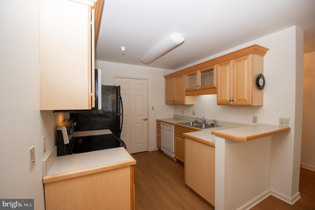 1103 S Schumaker Dr Unit C-201, Salisbury, MD 21804 - kitchen featuring white dishwasher, electric stove, light wood-type flooring, and a peninsula