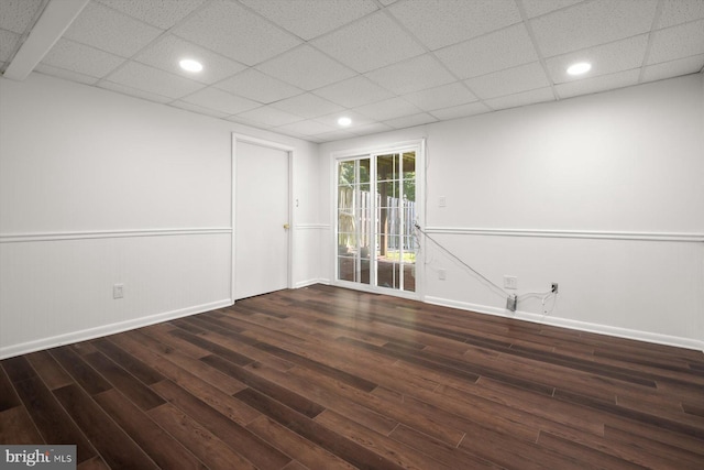 9439 Fens Holw, Laurel, MD 20723 - empty room with wood finished floors, baseboards, recessed lighting, and a drop ceiling