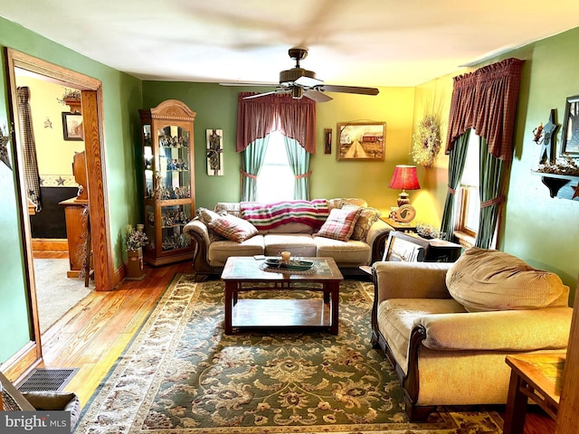 239 S Allison St, Greencastle, PA 17225 - living area with ceiling fan and wood finished floors