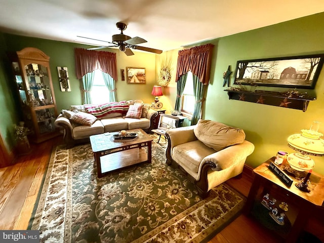 239 S Allison St, Greencastle, PA 17225 - living area with wood finished floors and ceiling fan