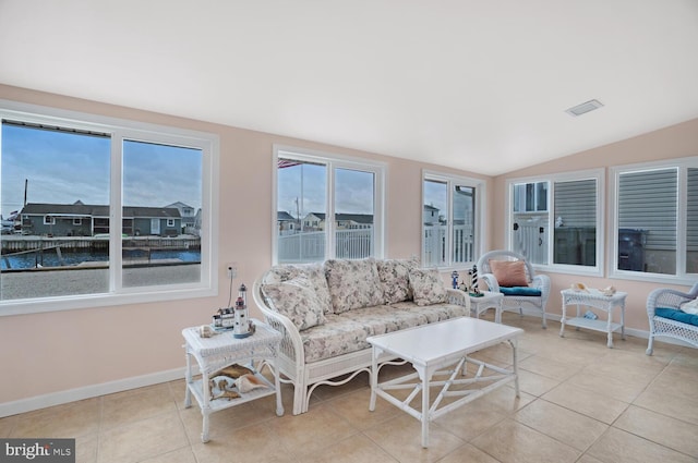13 Lake Superior, Little Egg Harbor Twp, NJ 08087 - sunroom / solarium with plenty of natural light, vaulted ceiling, and a water view