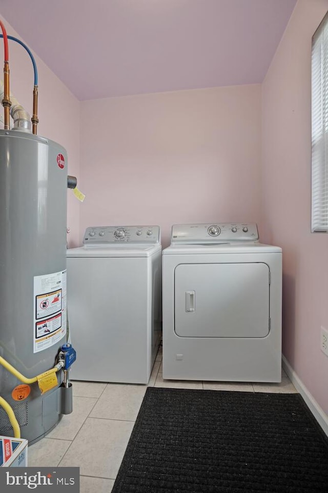 13 Lake Superior, Little Egg Harbor Twp, NJ 08087 - laundry area featuring gas water heater, independent washer and dryer, and light tile patterned floors