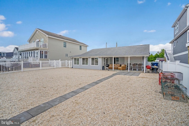 13 Lake Superior, Little Egg Harbor Twp, NJ 08087 - rear view of property featuring a patio, a fenced backyard, and outdoor lounge area