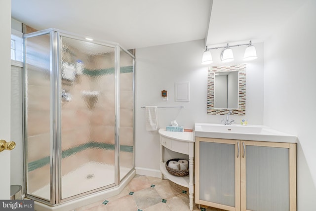 3100 Rodman St NW, Washington, DC 20008 - bathroom with a stall shower, vanity, and tile patterned floors