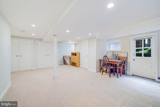 3100 Rodman St NW, Washington, DC 20008 - below grade area featuring recessed lighting, carpet, and baseboards