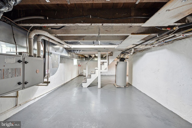 20 N Richardson Ave, Lansdale, PA 19446 - unfinished basement with stairway and gas water heater