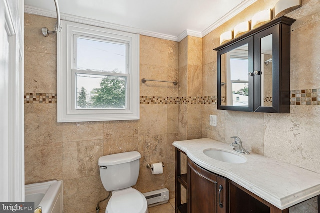 20 N Richardson Ave, Lansdale, PA 19446 - full bathroom featuring vanity, healthy amount of natural light, a bath, toilet, and ornamental molding