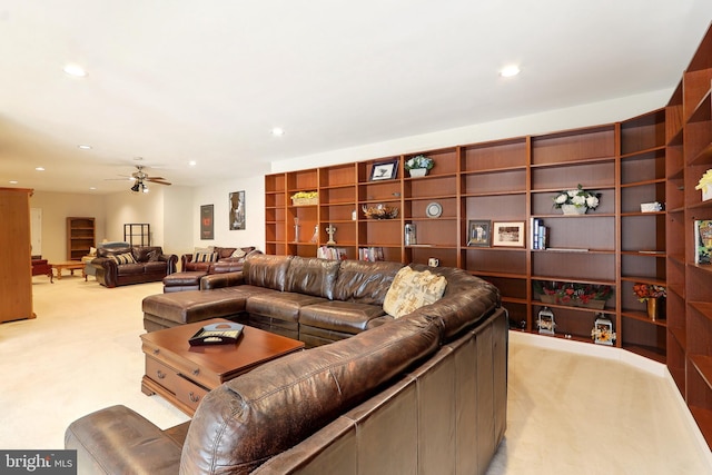 7951 Kelly Ann Ct, Fairfax Station, VA 22039 - living area with light colored carpet, recessed lighting, and ceiling fan