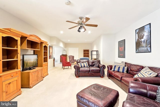 7951 Kelly Ann Ct, Fairfax Station, VA 22039 - living area featuring light colored carpet and ceiling fan